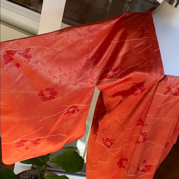 Authentic Kimono Jacket Jewel Orange Japan - Picture 2 of 8